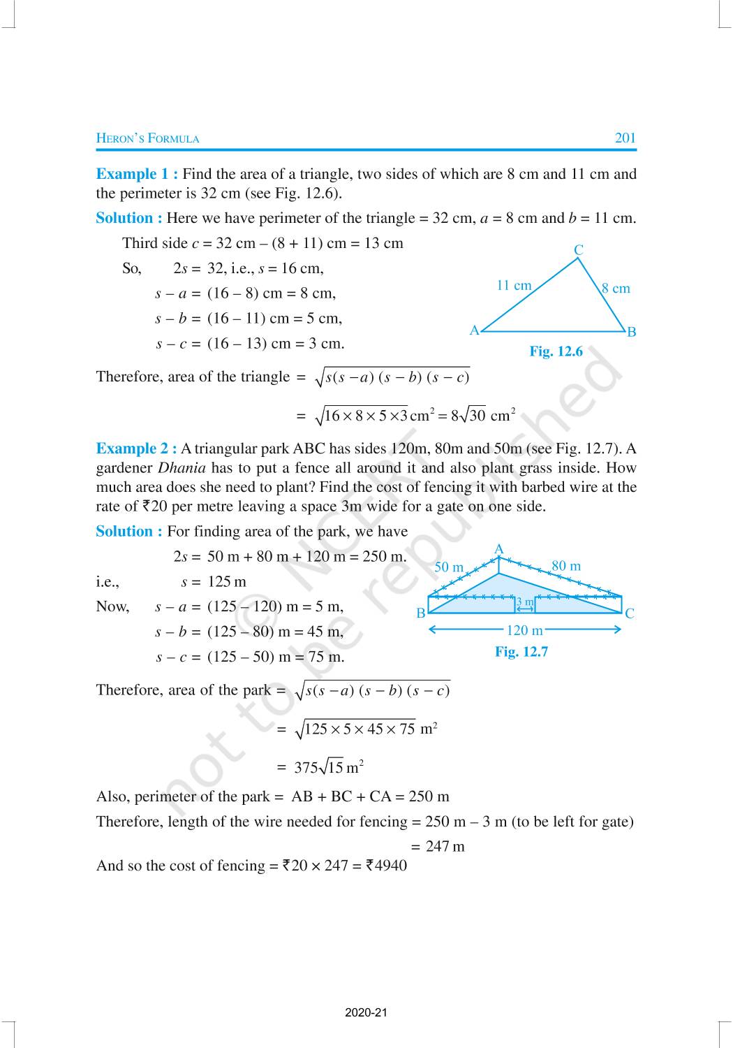 case study herons formula class 9